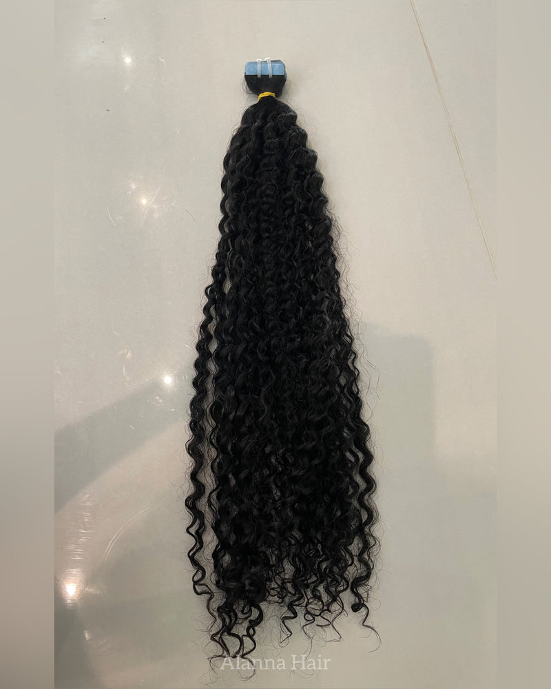 28 inch Raw Cambodian Curly Tape In Extensions