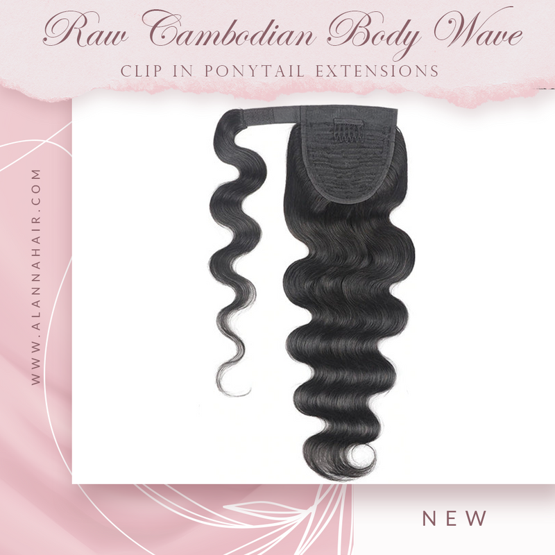 Raw Cambodian Body Wave Clip In Ponytail Extensions