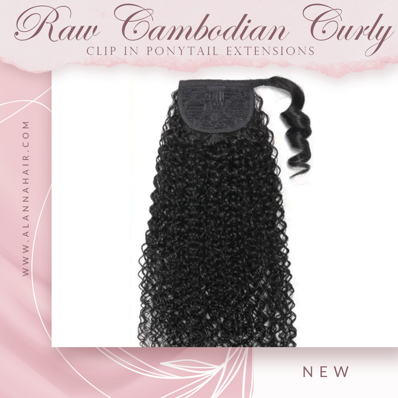 Raw Cambodian Curly Clip In Ponytail Extensions